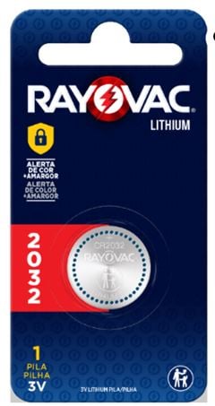 PILHA RAYOVAC LITHIUM CR2032 3V 1X6UN