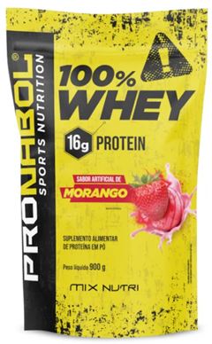 100% WHEY MORANGO 900g POUCH - PRONABOL